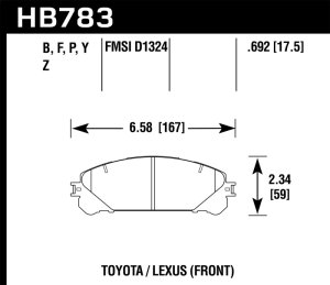 Toyota Highlander Brake Pad Set - Front - Hawk Performance - Performance Ceramic - `08-`16 Toyota Highlander Brake Pad Set - Front - Hawk Performance - Performance Ceramic - `08-`16